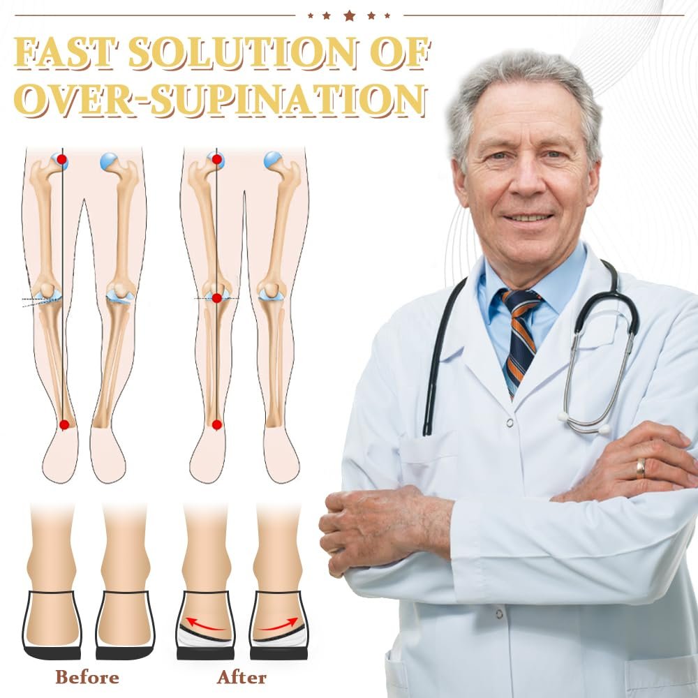 BIGGCOOL Korrektur-Einlegesohlen für Supination & Überpronation, Orthopädische Keilsohlen für Fußausrichtung, O-Beine, Knieschmerzen (Schwarz-3 Schichten, L: Damen 8-12/Herren 7.5-13)