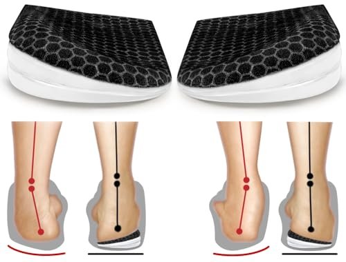 BIGGCOOL Korrektur-Einlegesohlen für Supination & Überpronation, Orthopädische Keilsohlen für Fußausrichtung, O-Beine, Knieschmerzen (Schwarz-3 Schichten, L: Damen 8-12/Herren 7.5-13)