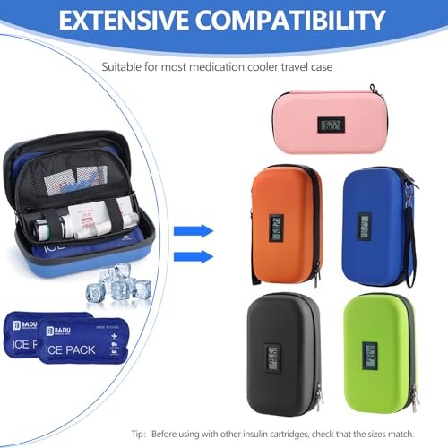 TSA-zugelassene Kühlakkus für Insulin-Reisekühltasche, 2er-Pack (180g *2), wiederverwendbare Kühlpacks, 8-24 Stunden lange Kühlung, geeignet für die meisten Medikamenten-Reisetaschen