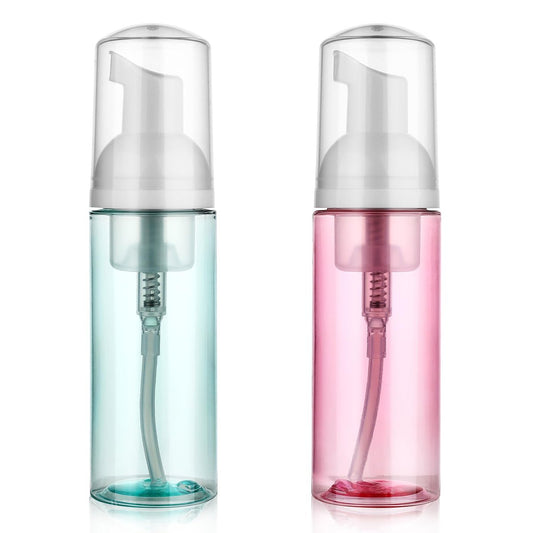 2er-Pack Schaumpumpflasche Reise 60 ml/2 oz Kleine Größe Mousse-Schaumseifenspender Klarer Kunststoff Schaumseifenspender Mini nachfüllbare Pumpbehälter für Gesichtsreinigung Wimpernshampoo Hautpflege