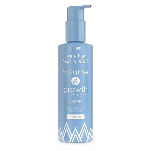 PRIME PROMETICS PrimeHair Lush N' Thick Shampoo für reife Frauen – Biotin angereichert, sulfatfrei und parabenfrei mit haarfördernden Inhaltsstoffen – Volumen gebend, feuchtigkeitsspendend