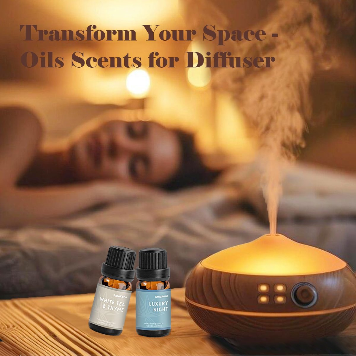 AmaKane Hotel Duftöle Set – 6x10ml Luxuriöse Düfte: White Tea & Thyme, Jasmine & Sandal, Luxury Night u.v.m. für Aromatherapie, Diffuser, Kerzenherstellung & Seifenherstellung
