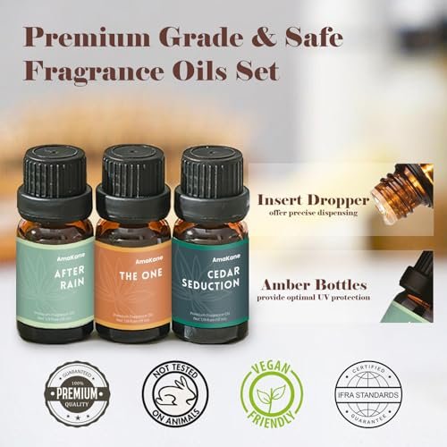 AmaKane Hotel Duftöle Set – 6x10ml Luxuriöse Düfte: White Tea & Thyme, Jasmine & Sandal, Luxury Night u.v.m. für Aromatherapie, Diffuser, Kerzenherstellung & Seifenherstellung