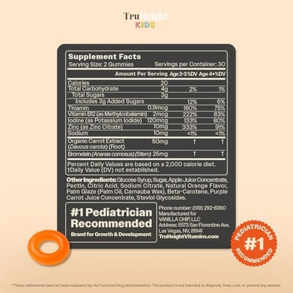 TruHeight Kids Appetite Booster Gummies – Natürlicher Appetitanreger für Kinder ab 2 Jahren (Orange, 60 Stück)