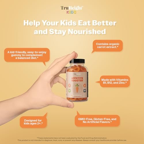 TruHeight Kids Appetite Booster Gummies – Natürlicher Appetitanreger für Kinder ab 2 Jahren (Orange, 60 Stück)