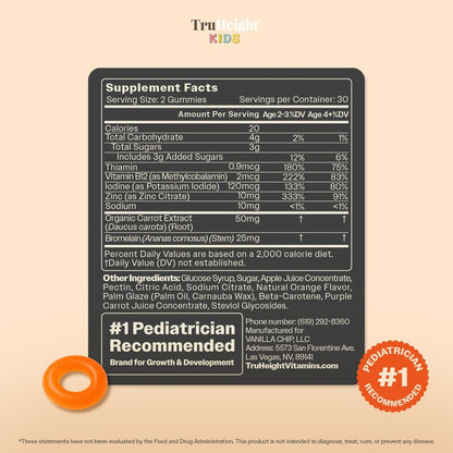 TruHeight Kids Appetite Booster Gummies – Natürlicher Appetitanreger für Kinder ab 2 Jahren (Orange, 60 Stück)