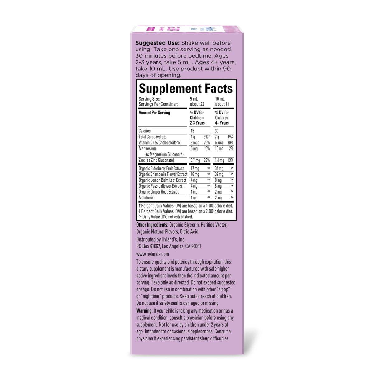 Hyland's Kids Schlaf Ruhe & Immunität mit Melatonin – Zuckerfreies Schlafmittel flüssig mit Magnesium, Vitamin D, Zink & Holunderbeere – Fördert Schlaf & unterstützt Immunsystem – ab 2 Jahren – Traubengeschmack – 118 ml
