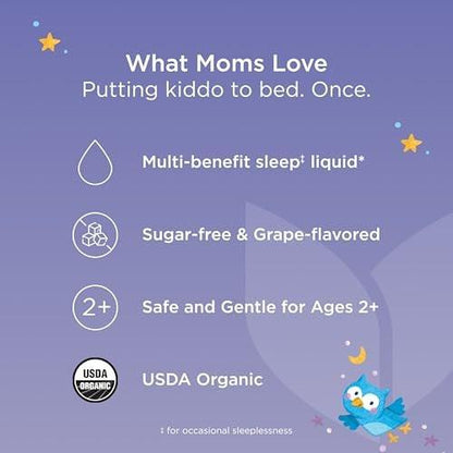 Hyland's Kids Melatonin-freies Bio-Schlafmittel Calm & Immunity Liquid, Zuckerfrei mit Magnesium, Vitamin D, Zink & Holunderbeere, Fördert Schlaf & unterstützt Immunsystem, Alter 2+, Traubengeschmack, 118 ml