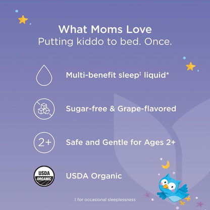 Hyland's Kids Melatonin-freies Bio-Schlafmittel Calm & Immunity Liquid, Zuckerfrei mit Magnesium, Vitamin D, Zink & Holunderbeere, Fördert Schlaf & unterstützt Immunsystem, Alter 2+, Traubengeschmack, 118 ml