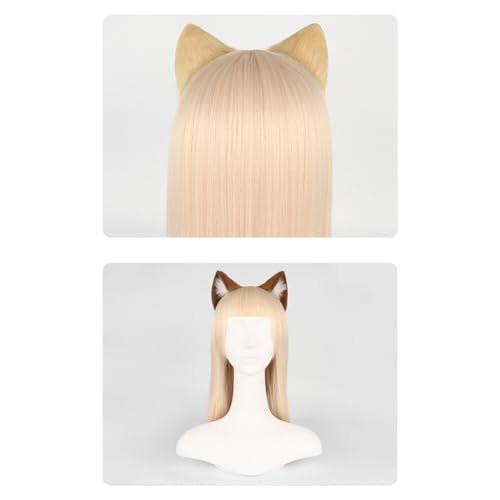 Surakey Langhaarige Katzenohren Anime Cosplay Stirnband Plüsch Haarband Halloween Cosplay Partykostüm für Männer und Frauen Rollenspiel (Schwarz-Weiß)