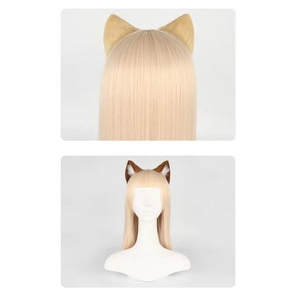 Surakey Langhaarige Katzenohren Anime Cosplay Stirnband Plüsch Haarband Halloween Cosplay Partykostüm für Männer und Frauen Rollenspiel (Schwarz-Weiß)