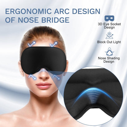 FlyCoco 99% Vollständig Lichtblockierende Schlafmaske, 3D Tiefenkonturierte Augenabdeckung Null Druck, Verstellbare Träger für Schlafen Reisen Zuhause Nickerchen Entspannung Damen Herren (Schwarz)
