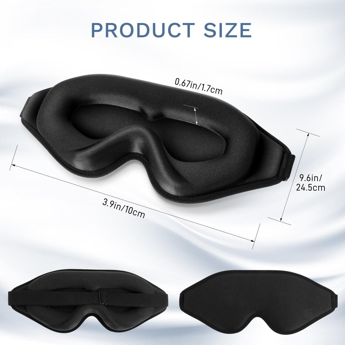 FlyCoco 99% Vollständig Lichtblockierende Schlafmaske, 3D Tiefenkonturierte Augenabdeckung Null Druck, Verstellbare Träger für Schlafen Reisen Zuhause Nickerchen Entspannung Damen Herren (Schwarz)