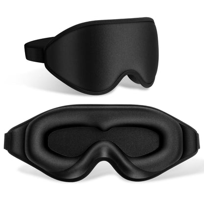 FlyCoco 99% Vollständig Lichtblockierende Schlafmaske, 3D Tiefenkonturierte Augenabdeckung Null Druck, Verstellbare Träger für Schlafen Reisen Zuhause Nickerchen Entspannung Damen Herren (Schwarz)