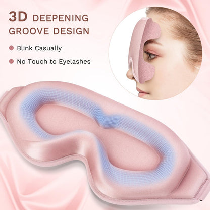 FlyCoco 99% Lichtblockierende Schlafmaske – 3D Tiefenkontur Augenmaske mit Memory-Schaum, Null Druck, Verstellbare Träger für Damen & Herren, Rosa