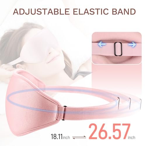 FlyCoco 99% Lichtblockierende Schlafmaske – 3D Tiefenkontur Augenmaske mit Memory-Schaum, Null Druck, Verstellbare Träger für Damen & Herren, Rosa