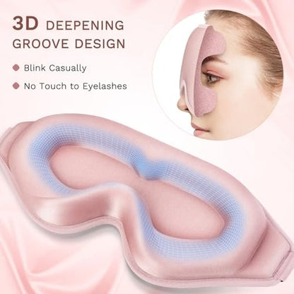FlyCoco 99% Lichtblockierende Schlafmaske – 3D Tiefenkontur Augenmaske mit Memory-Schaum, Null Druck, Verstellbare Träger für Damen & Herren, Rosa