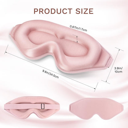 FlyCoco 99% Lichtblockierende Schlafmaske – 3D Tiefenkontur Augenmaske mit Memory-Schaum, Null Druck, Verstellbare Träger für Damen & Herren, Rosa