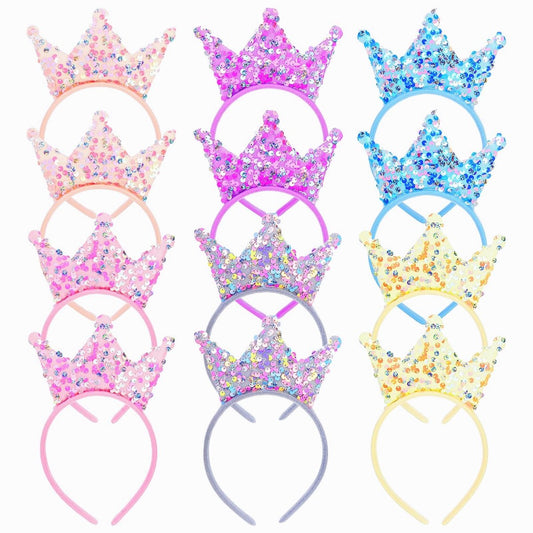 Acshio 12er Pack Prinzessin Krone Haarreif, Glitzer Strass Krone Haarreif, Funkelnde Tiaras und Kronen Haaraccessoires für Geburtstagsfeiern, Geschenke