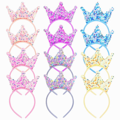 Acshio 12er Pack Prinzessin Krone Haarreif, Glitzer Strass Krone Haarreif, Funkelnde Tiaras und Kronen Haaraccessoires für Geburtstagsfeiern, Geschenke