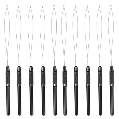 10-teiliges Haarverlängerungs-Nadel-Einfädler-Set – Drahthaken-Werkzeug und Micro-Links-Kit für Haar- und Federextensions