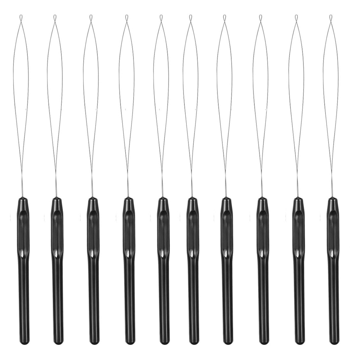 10-teiliges Haarverlängerungs-Nadel-Einfädler-Set – Drahthaken-Werkzeug und Micro-Links-Kit für Haar- und Federextensions