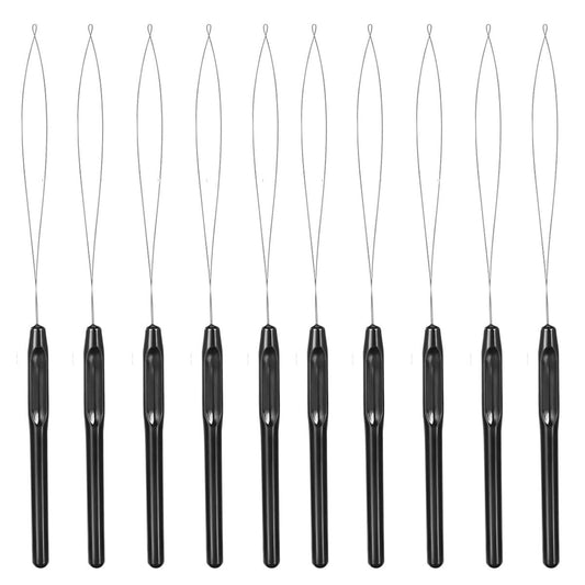 10-teiliges Haarverlängerungs-Nadel-Einfädler-Set – Drahthaken-Werkzeug und Micro-Links-Kit für Haar- und Federextensions