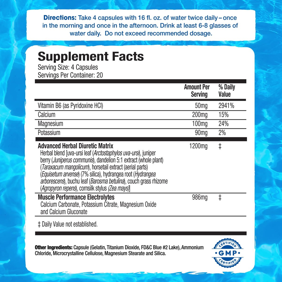 MHP Xpel Maximum Strength Diuretic Wasserpillen – zur Entwässerung, koffeinfrei mit Vitamin B6, Kalium und Löwenzahnwurzel, 80 Kapseln