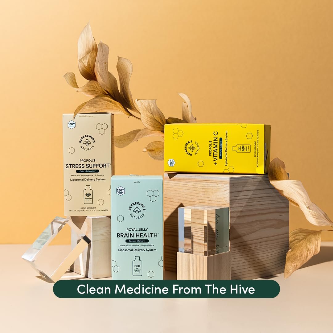 Nootropisches Gehirn-Supplement von Beekeeper's Naturals – 500 mg Citicolin, Ginkgo Biloba, Bacopa Monnieri und Gelée Royale – Unterstützt Fokus und Gedächtnis – Leichtere Absorption – Mit leckerem Vanillegeschmack – 10 Stück