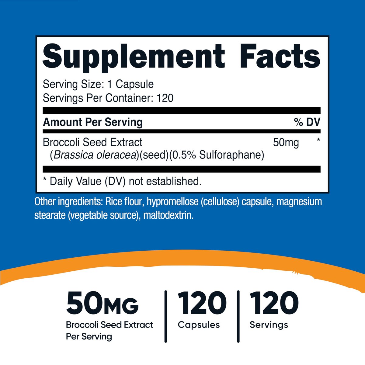 Nutricost Sulforaphan Glucosinolat (SGS) – 50 mg Brokkoli-Samenextrakt pro Portion, 120 Kapseln