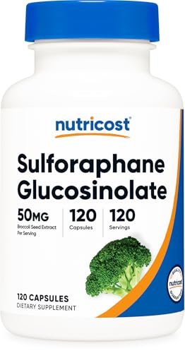 Nutricost Sulforaphan Glucosinolat (SGS) – 50 mg Brokkoli-Samenextrakt pro Portion, 120 Kapseln