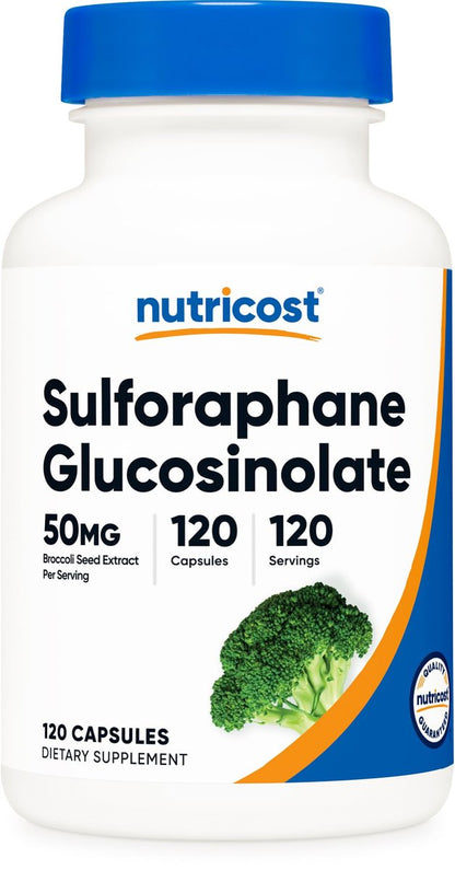 Nutricost Sulforaphan Glucosinolat (SGS) – 50 mg Brokkoli-Samenextrakt pro Portion, 120 Kapseln