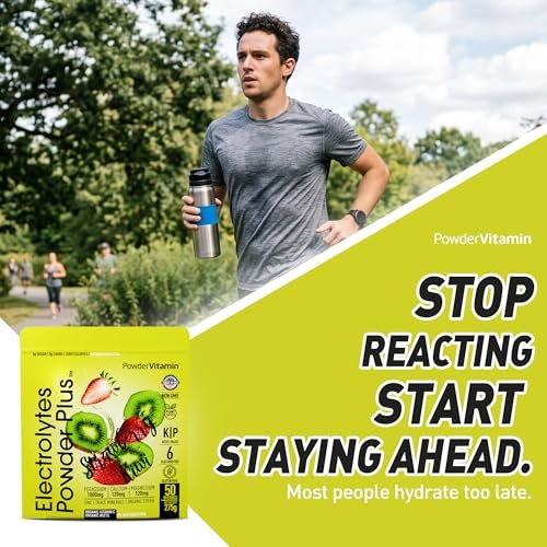 Electrolytes Powder Plus (50 Portionen) – 0 Kalorien Keto, 0 Zucker, ohne Maltodextrin, 1000 mg Kalium, 120 mg Calcium, 120 mg Magnesium, Hydrationspulver (Erdbeer-Kiwi)