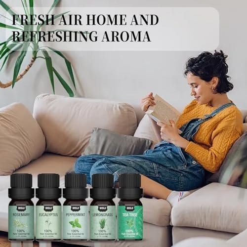 MISIJI 12-teiliges Bio-Öl-Set – Aromatherapie-Öle für Diffuser, Luftreinigung, Duftöle für Heim, Wäsche, Kerzen- & Seifenherstellung, je 5 ml