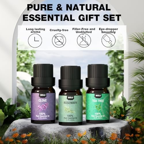 MISIJI 12-teiliges Bio-Öl-Set – Aromatherapie-Öle für Diffuser, Luftreinigung, Duftöle für Heim, Wäsche, Kerzen- & Seifenherstellung, je 5 ml