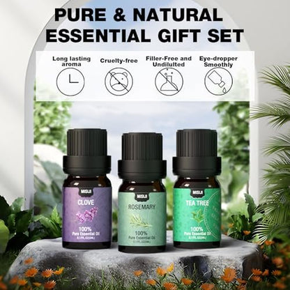MISIJI 12-teiliges Bio-Öl-Set – Aromatherapie-Öle für Diffuser, Luftreinigung, Duftöle für Heim, Wäsche, Kerzen- & Seifenherstellung, je 5 ml