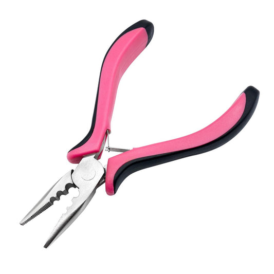 Quacc Haarverlängerungszange 3-Loch Mini Haarverlängerungswerkzeug für Micro- und Nano-Ring Haarverlängerungen (Pink)