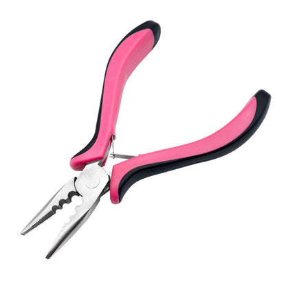 Quacc Haarverlängerungszange 3-Loch Mini Haarverlängerungswerkzeug für Micro- und Nano-Ring Haarverlängerungen (Pink)