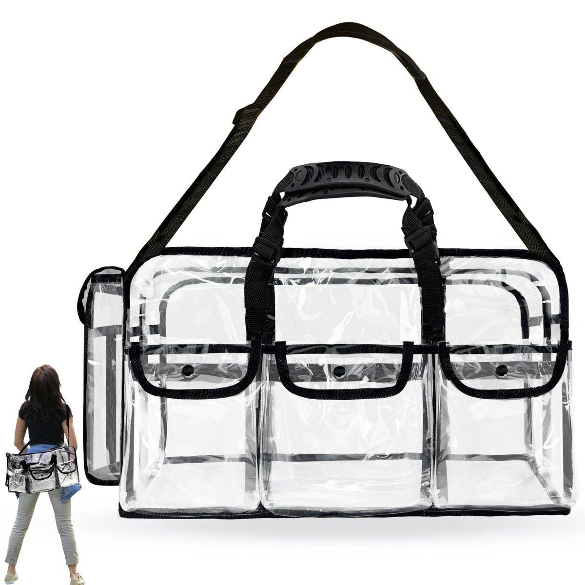 Mewcho 20 Zoll Große Klare Tote Make-up Reisetasche, Transparente Kulturtasche für Kosmetik, Professionelle Organizer-Tasche für Make-up-Set, Künstler, Arbeit, Strand, Fitnessstudio