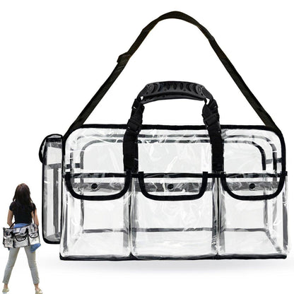 Mewcho 20 Zoll Große Klare Tote Make-up Reisetasche, Transparente Kulturtasche für Kosmetik, Professionelle Organizer-Tasche für Make-up-Set, Künstler, Arbeit, Strand, Fitnessstudio
