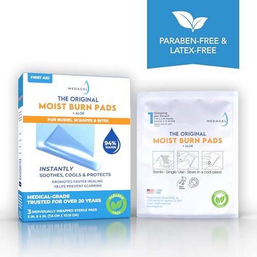 Medagel The Original Moist Burn Pad – Hydrogel-Heilpflaster, beruhigendes & feuchtigkeitsspendendes Hautpflege-Pflaster für Verbrennungen & Wunden, 3 x 4 Zoll Verband