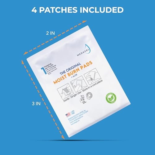 Medagel Original Moist Burn Pad – Hydrogel-Heilpflaster, beruhigende & feuchtigkeitsspendende Hautpflege für Verbrennungen & Wunden, 2x3 Zoll Verband
