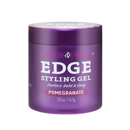 Nicole & Alyssa - Edge Control Gel 5oz - Pomegranatenextrakt, lang anhaltender Halt, keine Flocken, glattes Finish