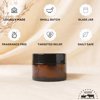 Untamed Organics Handgemachter Tallow & Honig Hautbalsam | 100% Weidegefüttertes Rinderfett + Roher Wildhonig | Allzweck-Gesichts- und Körperfeuchtigkeitscreme für empfindliche Haut, 60 ml (Unparfümiert)