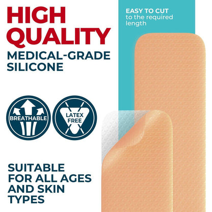 MYHELP Medizinische Silikon-Narbenpflaster – 6er-Pack (14,5 cm x 4,1 cm) – Sichtbare Verbesserung bei Operations- und Keloidnarben – Wiederverwendbare C-Section Silikonstreifen – Einfach anzuwenden