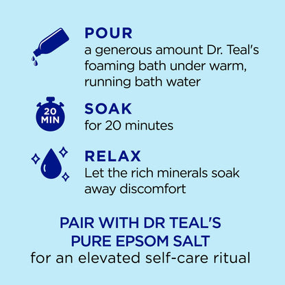 Dr Teal's Schaumbad mit reinem Bittersalz, Regenerierende Mineralien mit Magnesium, Kalium, Zink & ätherischen Ölen, 34 fl oz (Packung mit 4)