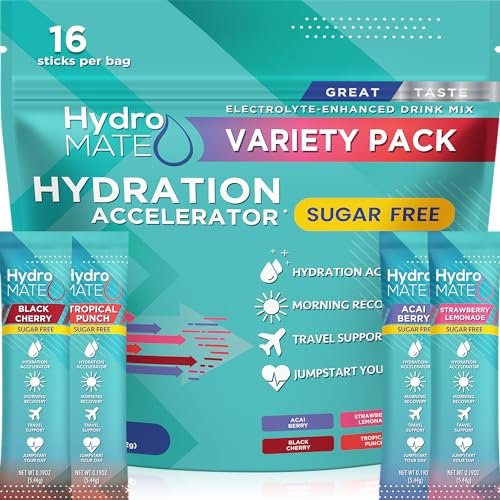 Electrolyte Pulver Zuckerfrei Hydration Packets Sortenvielfalt HydroMATE 16 Sticks