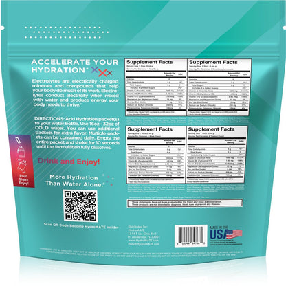 Electrolyte Pulver Zuckerfrei Hydration Packets Sortenvielfalt HydroMATE 16 Sticks
