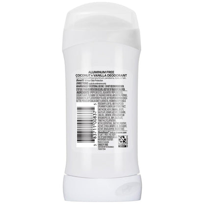 Suave Deodorant für Frauen ohne Aluminium, 2er-Pack, Kokosnuss & Vanille, 2,6 Oz pro Stück