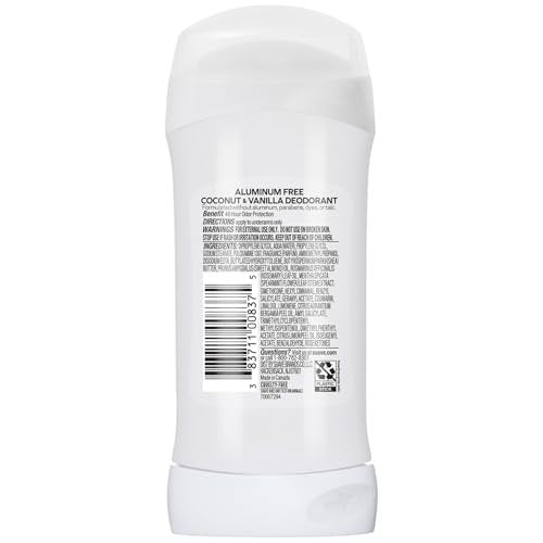 Suave Deodorant für Frauen ohne Aluminium, 2er-Pack, Kokosnuss & Vanille, 2,6 Oz pro Stück